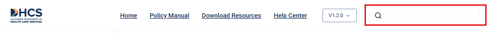 The top navigation bar highlighting the search bar